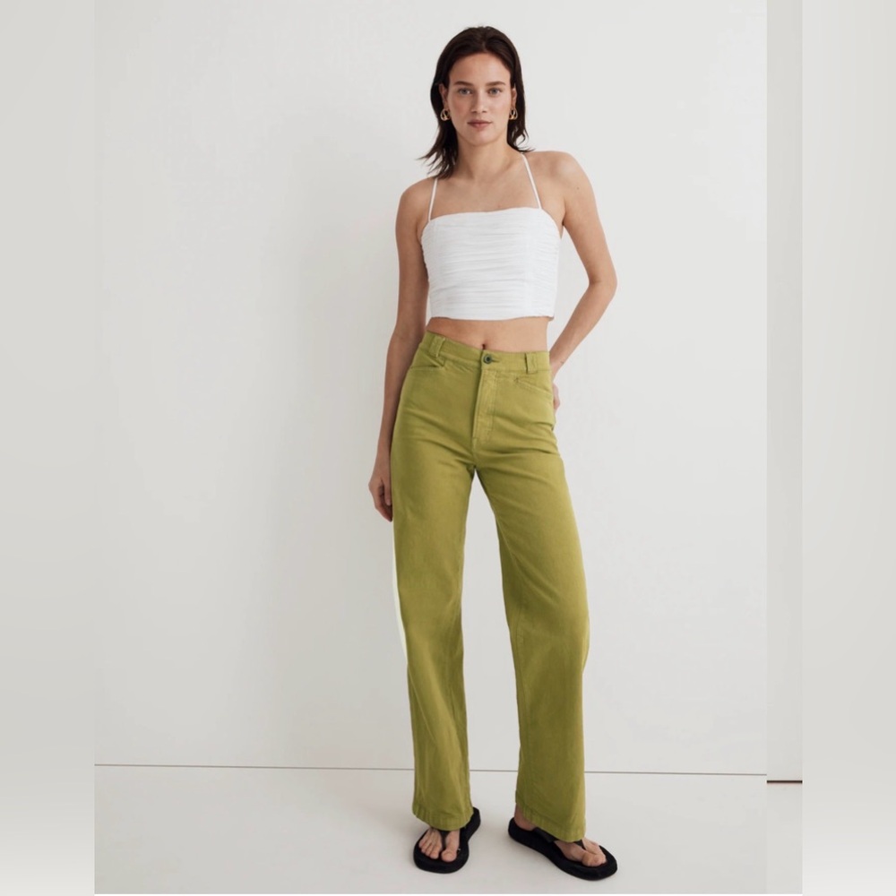Madewell The Emmett Wide-Leg Pant Garment Dyed Edition Color: Artichoke Size: 29